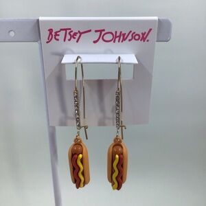 Betsey Johnson Hot Dog Dangle Earrings